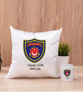 Deniz Kuvvetleri Kare Yastık ve Beyaz Kupa Bardak
