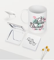 BK Gift Kişiye Özel Valide Sultan Beyaz Kupa Ayna Seti - 3 (Model 1)