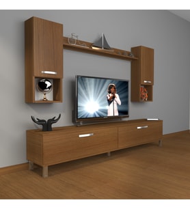 Decoraktiv Eko 5da Mdf Std Krom Ayaklı Tv Ünitesi Tv Sehpası (Ceviz)