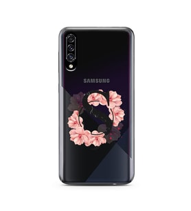 Pembe Çiçekli Harf Tasarım Süper Şeffaf Silikon Telefon Kılıfı Samsung A30s Ş-Ha
