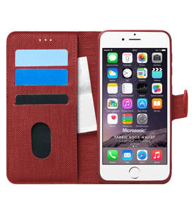 Microsonic Apple iPhone 6S Plus Kılıf Fabric Book Wallet Kırmızı
