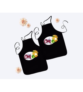 BK Gift Kişiye Özel İkili Yakışıklı ve Güzel Chef Siyah Mutfak Önlüğü Seti-3