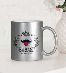 BK Gift Kişiye Özel Yılın En İyi Babası Gümüş Yaldızlı Kupa Bardak  2