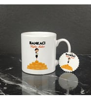 Bankacı Kupa Bardak ve Anahtarlık Set 004