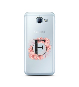 Pembe Çiçekli Harf Tasarım Süper Şeffaf Silikon Telefon Kılıfı Samsung A8 (2016)
