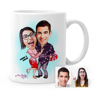 BK Gift Kişiye Özel Sevgililer Karikatür Beyaz Kupa Bardak  2