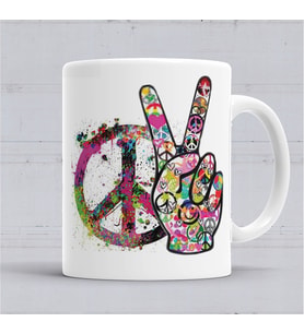 Peace Barış Simge Logo Kupa Bardak Porselen