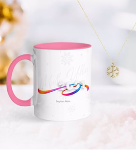 BK Gift Kişiye Özel 2024 Mutlu Yıllar Pembe Kupa ve Kar Tanesi Kolye-4 (Model 1)