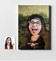 BK Gift Kişiye Özel Mona Lisa Karikatür Kanvas Tablo 50x70cm 1