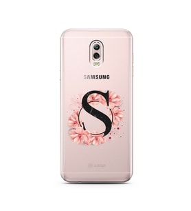 Pembe Çiçekli Harf Tasarım Süper Şeffaf Silikon Telefon Kılıfı Samsung C8  S-Har