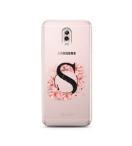 Pembe Çiçekli Harf Tasarım Süper Şeffaf Silikon Telefon Kılıfı Samsung C8  S-Har