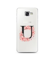 Pembe Çiçekli Harf Tasarım Süper Şeffaf Silikon Telefon Kılıfı Samsung A5 (2016)