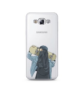 Kaykay Kız Tasarım Süper Şeffaf Silikon Telefon Kılıfı Samsung E7