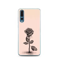 Gül Tasarımlı Süper Şeffaf Silikon Telefon Kılıfı Huawei P20 Pro  