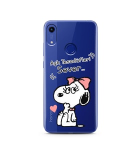 Snoopy Tasarımlı Süper Şeffaf Silikon Telefon Kılıfı Huawei Honor 8A 