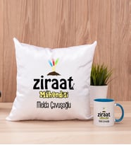 Ziraat Mühendisi Kare Yastık ve Mavi Kupa Bardak