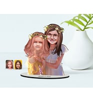 BK Gift Kişiye Özel Kız Kardeşler Karikatürlü Ahşap Biblo Model-2 (Beyaz)