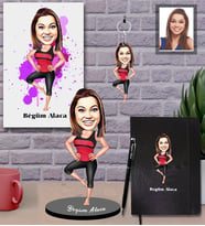 Kişiye Özel Sporcu Karikatürlü 5 li Hediye Seti Bayan-4
