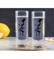 BK Gift Kişiye Özel Renkli Baskılı Öpücük Tasarımlı İkili Vodka Bardağı-1 (Beyaz)