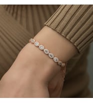 Oval Zirkon Taşlı Tamtur Gümüş Bileklik