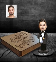 Kişiye Özel Şef Garson Tasarımlı Karikatür Ahşap Biblo Kutulu Bay-1