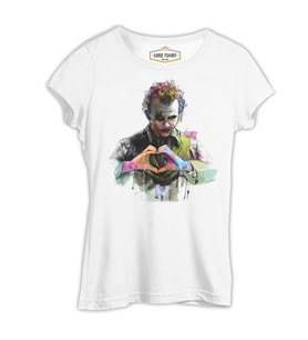 Joker - Love Beyaz Kadın Tshirt