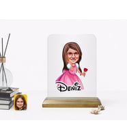 BK Gift Kişiye Özel Kız Çocuk Prenses Karikatürlü Ahşap Standlı Çerçeve-2 (Beyaz)