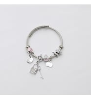 Charm Bileklik Kadın Pandora Model Çarm Bileklik Pembe Anahtarlı