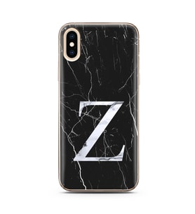 Iphone Xs Max Siyah Mermer Harf Tasarımlı Telefon Kılıfı Z-Harfi 
