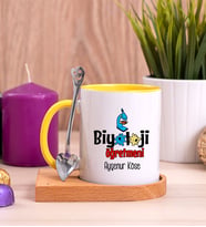 Biyoloji Öğretmeni Ahşap Altlıklı Sarı Kupa Bardak