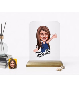 BK Gift Kişiye Özel Kız Çocuk Karikatürlü Ahşap Standlı Çerçeve-4 (Beyaz)