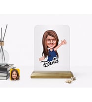 BK Gift Kişiye Özel Kız Çocuk Karikatürlü Ahşap Standlı Çerçeve-4 (Beyaz)
