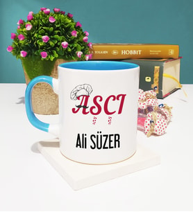 Aşçı Tasarımlı Kişiye Özel Aşçı Kupa Bardak Mavi