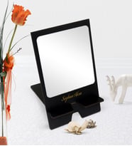 BK Gift Kişiye Özel Siyah Ahşap Masa ve Makyaj Aynası