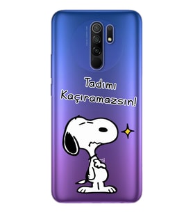 Snoopy Tasarımlı Süper Şeffaf Silikon Telefon Kılıfı Xiomai Redmi 9