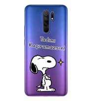 Snoopy Tasarımlı Süper Şeffaf Silikon Telefon Kılıfı Xiomai Redmi 9