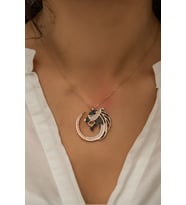 925 Ayar Nano Zirkon Taşlı Rose Altın Kaplama Aslan Gümüş Kolye