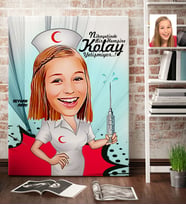 BK Gift Kişiye Özel Hemşire Karikatür Kanvas Tablo 70x100cm 1