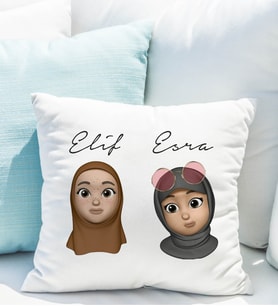 Emoji Kız Arkadaş Stiker Yastığı Kişiye Özel