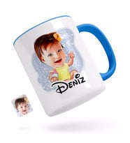 BK Gift Kişiye Özel Bebek Karikatürlü Mavi Kupa Bardak-1
