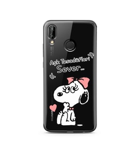 Snoopy Tasarımlı Süper Şeffaf Silikon Telefon Kılıfı Huawei P20 Lite 