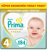 Prima Premium Care Bebek Bezi Beden:4 (9-14Kg) Maxi 184 Adet Süper Ekonomik Fırsat Pk
