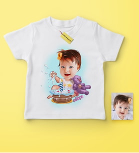 BK Gift Kişiye Özel Karikatürlü Bebek-Çocuk Tişört  7