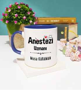 Anestezi Uzmanı Tasarımlı Kişiye Özel Anestezi Uzmanı Kupa Bardak Lacivert