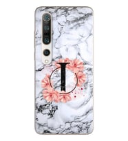 Mermer Çiçekli Harf Tasarım Süper Şeffaf Silikon Telefon Kılıfı Xiomai Mi10- Mi 