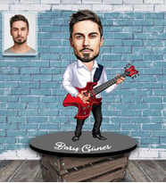Kişiye Özel Gitarist Karikatürlü Ahşap Biblo Bay-2