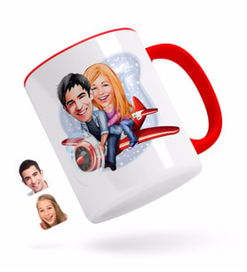 BK Gift Kişiye Özel Sevgililer Karikatürlü Kırmızı Kupa Bardak-11