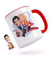 BK Gift Kişiye Özel Sevgililer Karikatürlü Kırmızı Kupa Bardak-11