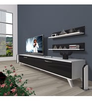 Decoraktiv Eko 4 Slm Std Retro Tv Ünitesi Tv Sehpası (Beyaz-Siyah)