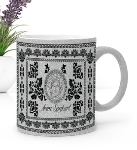 BK Gift Kişiye Özel Gümüş Simli Etnik Kupa Bardak G1